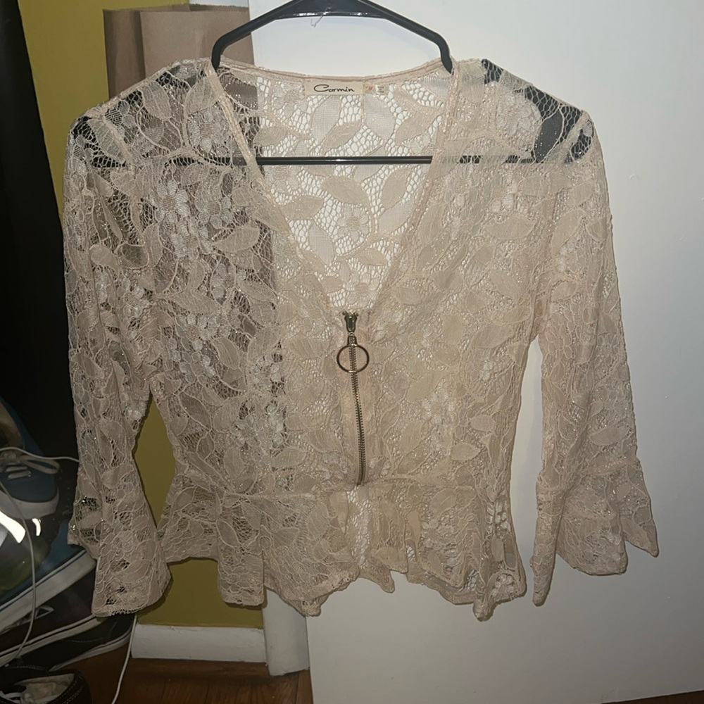 Fashion Nova “Lace And Love” Jacket - Beige